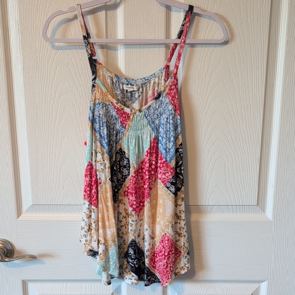 Maurices Blue and Pink Camisole Asymmetrical Sleeveless Top